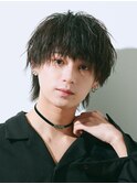 スパイラルパーマツイストパーマアップバング短髪メッシュ