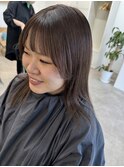 骨格お顔周りカット×ブリーチなしミルクティーブラウン