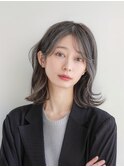 【ニュアンスミディアム】グレージュ外ハネレイヤー