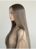 小顔ロング/前髪なし/髪質改善/グレージュ/30代/40代