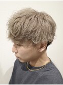 ハイライトメンズ波巻きスパイラルパーマサーフスタイルウルフ
