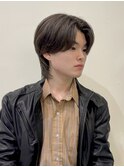 韓国風センターパートシースルーバングメンズ透明感カラー