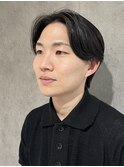 メンズビジネスセンターパート刈り上げなしブルーブラック