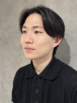 メンズビジネスセンターパート刈り上げなしブルーブラック