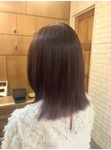ピンクブラウン/ラベンダーカラー/外ハネ/20代/30代/40代