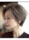 ◇大人可愛い20代30代40代50代前下がりショートボブ丸みショート
