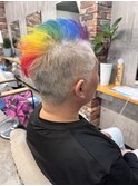 レインボーカラー ブリーチ アシンメトリー ショートヘア