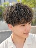 メンズカット+ハイライト+パーマ【箕面市/メンズパーマ/ブリーチ/眉毛/men's