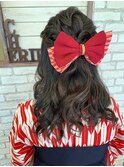 袴☆三つ編みのハーフアップアレンジ