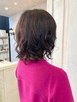 キャアリー(Caary)&nbsp;福山市美容室Caary人気 くるっとパーマスタイル柔らかブラウン