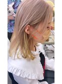 ミルクティー ベージュ インナーカラーイエロー