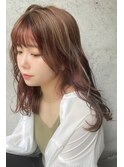 アッシュベージュ×インナーカシスピンク