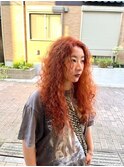 オレンジベージュスパイラルパーマ