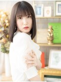 アッシュオリーブ前下がり艶髪エアストレートc3戸頭20代30代40代