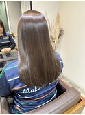 艶髪スタイル　韓国風ワンカール　髪質改善グレーベージュカラー