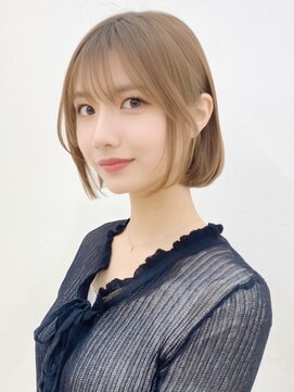 ユーフォリア 銀座本店(Euphoria) 髪質改善　ベージュカラー　耳掛けボブ　内巻きボブ