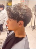 ニュアンスパーマダウンパーマ黒髪韓国マッシュツーブロック