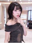 20代30代切りっぱなし顔周りレイヤーボブ/髪質改善/外ハネ
