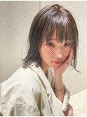 切りっぱなしボブ◯透け感オリーブグレージュ