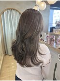 ミディアムレイヤー/ミルクティーベージュ/韓国巻き/顔周り