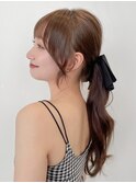 顔周りレイヤーカットグレージュカラーくびれボブベージュカラー
