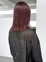 イロウ 天神大名店(IROW)&nbsp;ストレート　カシスピンク　切りっぱなし　ミディ【天神大名】