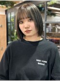 ハイライト バングカラー オリーブグレージュ 顔周りレイヤー