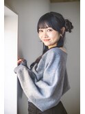 お団子サイドハーフアップ