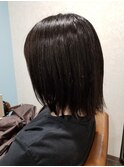 『切りっぱなし　柔らか　ボブ　ロブ　ダークカラー』