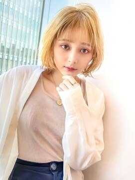 アグ ヘアー クラルス 布施駅前店(Agu hair clarus) 《Agu hair》フェザーバング×海外風ミニボブ