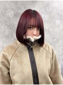 イメチェン/レッドブラウン/フルバング/似合わせカット/渋谷駅