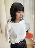 レイヤーカットウルフカットブラックミディアム10代20代