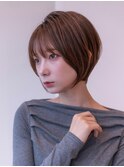 大人かわいい前髪セシルカットココアブラウンフリンジウェーブ