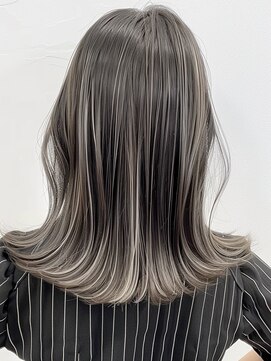 ネックス 表参道本店(nex) デザインカラーレイヤーカットウェットヘアオリーブベージュ白髪