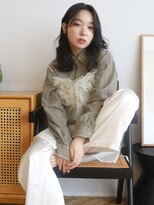 テトテ 三宮店(Tetote)&nbsp;【tetote三宮】黒髪ワンレンカール レイヤースタイル