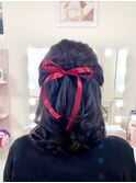 サイド編み込みハーフアップ