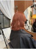 ケアブリーチオレンジベージュカラーレイヤーカット韓国ヘア