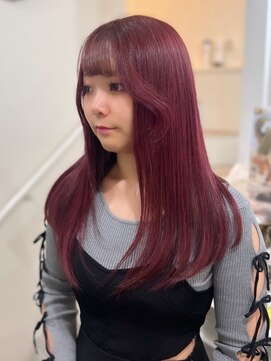 ハチ(HACHI) ブリーチなしダブルカラーでパープルレッド