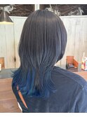 ウルフカット×インナーブルー