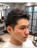 ツイストスパイラルパーマショートレイヤーマッシュツーブロック