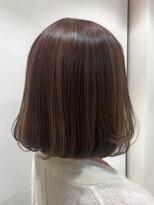 ジル ヘアアンドメイク 恵比寿(JILLE hair&make)&nbsp;ハイライトピンクベージュ結べるボブロブ白髪ぼかし前下がりボブ