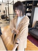 切りっぱなしボブ×暗髪 透け感カラー▽福永