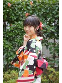 *。 浴衣 + 後れ毛可愛いまとめ髪 。*