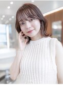大人かわいい前髪セシルカットココアブラウンフリンジウェーブ