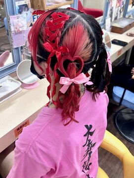 ヘアセットアップス(UP's) 絶対可愛い♪推し活動に大人気『レースアップツインハート♪』