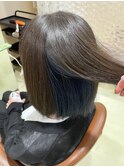 インナーカラー　イヤリングカラー　ネイビー