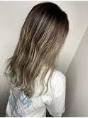 シルキーべージュ_マロンベージュ Aラインボブ かきあげ