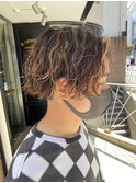 波巻きパーマハイライトセンターパートメンズヘア【新百合ヶ丘】