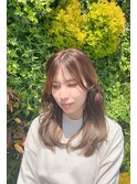 韓国風レイヤーカットベージュブラウン