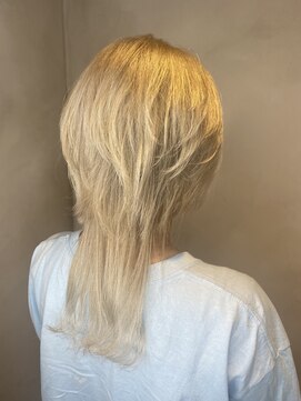 アース 綱島店(HAIR&MAKE EARTH) ロングウルフ×ホワイトベージュ